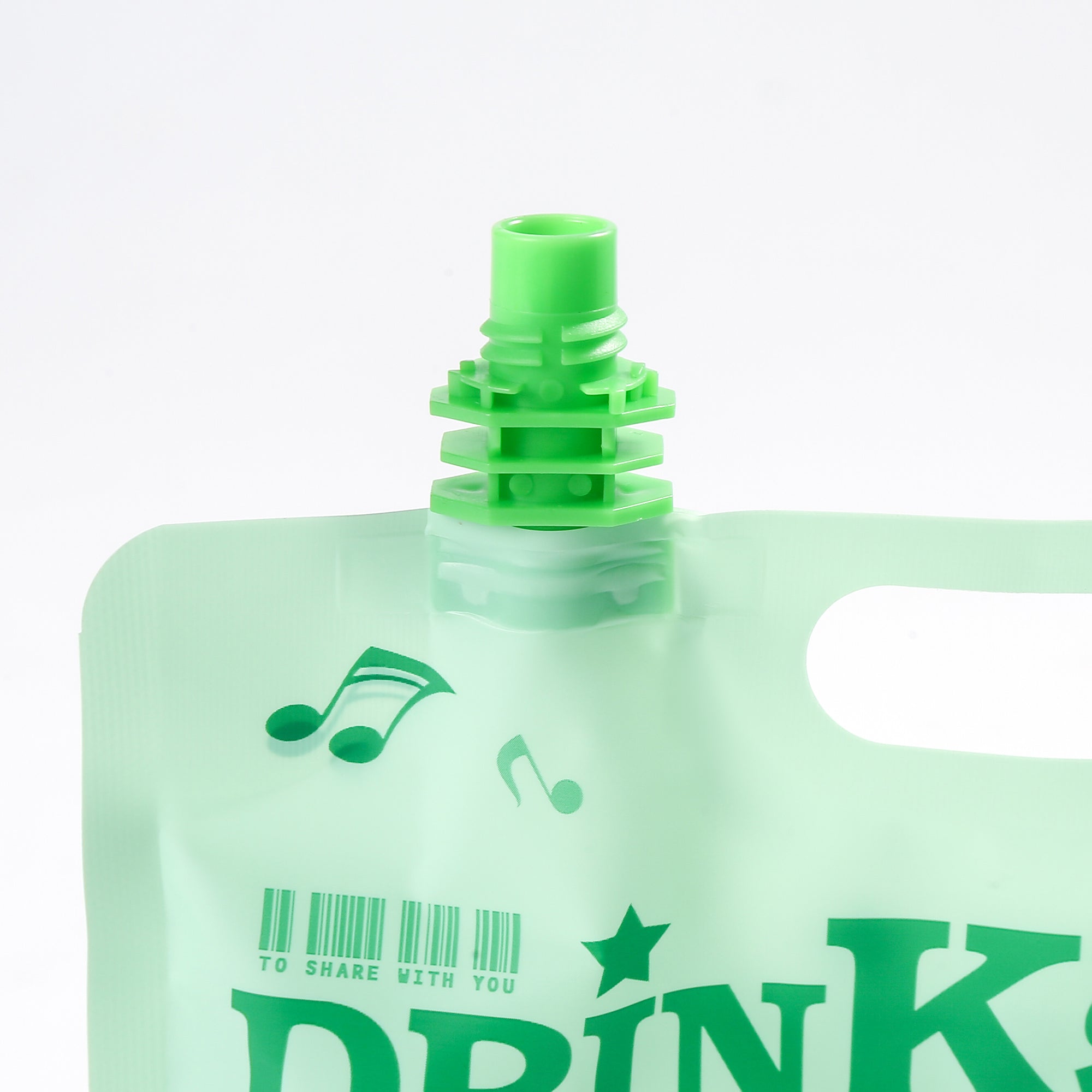 Matte Melon Green Designed Drink Pouches with Screw Cap Spout