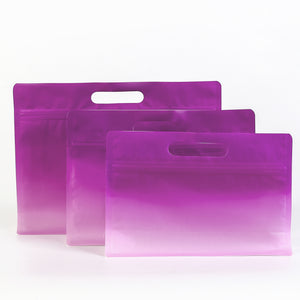 QQ Studio® Gradient Sangria Purple Clear Side Gusset Stand Strong® Bags with Die-Cut Handle