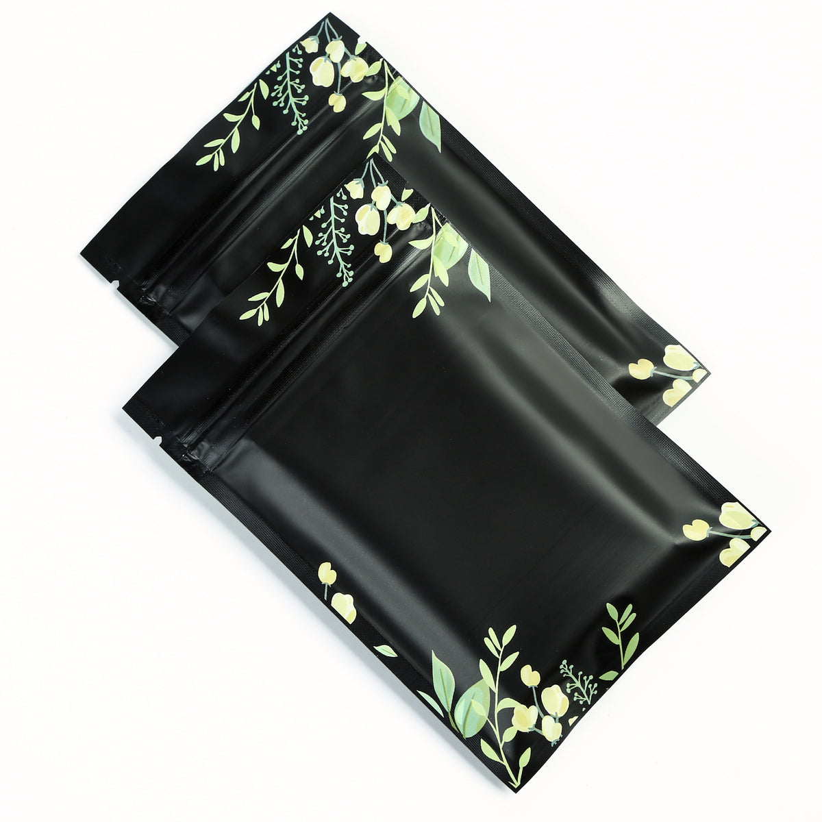Matte Midnight Garden Black Zipper Seal Foil Bags