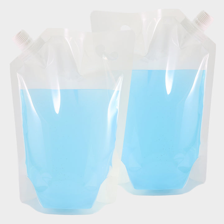 Glossy Plastic Stand Pouch with Corner Screw Cap Spout and Carry Out Hang Hole