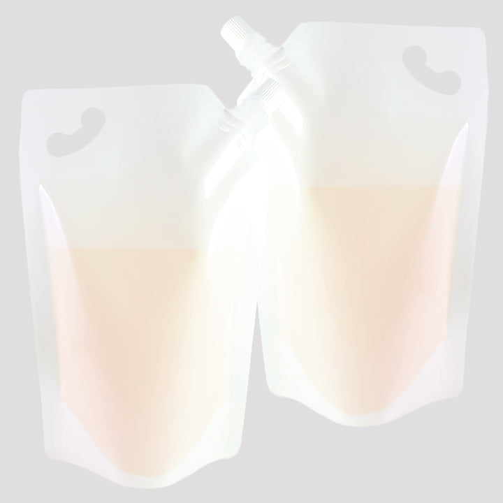 Glossy Arctic White Plastic Stand Pouch with Corner Screw Cap Spout and Carry Out Hang Hole