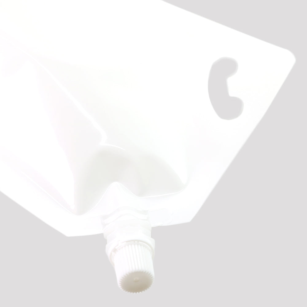 Glossy Plastic Stand Pouch with Corner Screw Cap Spout and Carry Out Hang Hole
