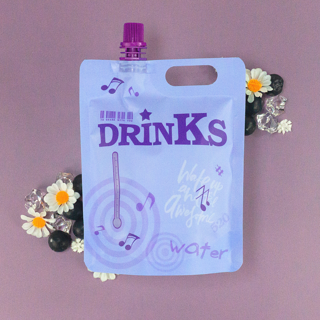 Matte Passion Fruit Purple Designed Drink Pouches with Screw Cap Spout
