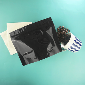 Double-Sided Glossy Café Mirror Black Horizontal Mylar Stand Strong® Coffee Valve Bags