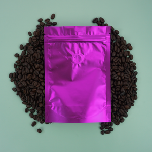 QQ Studio® Taro Purple Foil Coffee Valve StandStrong™ Pouches with Zipper Seal