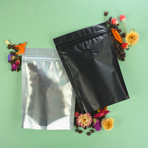 Single Side Matte Waxed Bean Black Metallic Mylar Stand Strong® Coffee Valve Bags