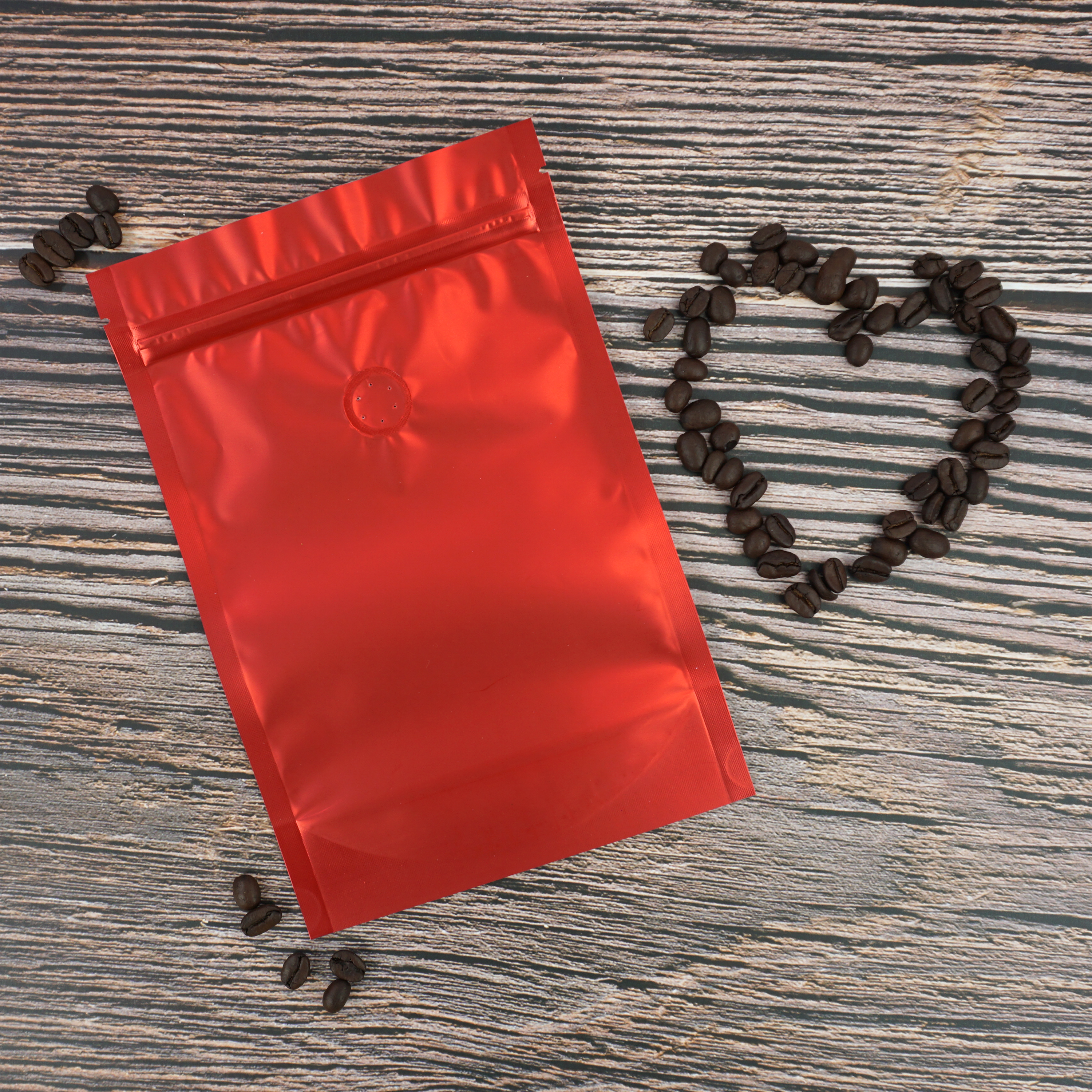 Roasted Red Coffee Valve Stand Strong® Packaging Bags with Zipper Seal