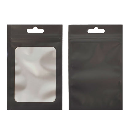 2.76 Inch x 3.94 Inch Matte Mylar Foil Flat Zipper Seal Bags with Translucent Window & Butterfly Hang Hole