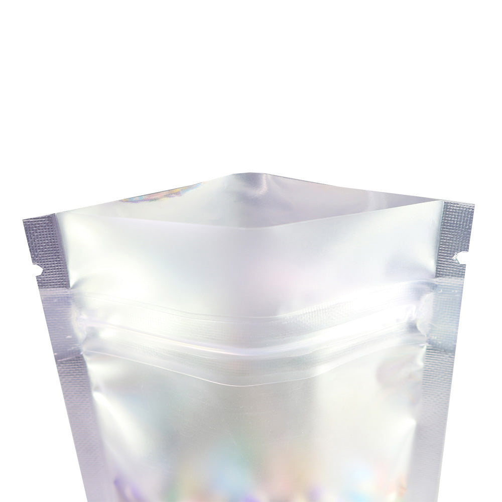 Half Electric Blue Metallic Mylar Stand Strong® Bags