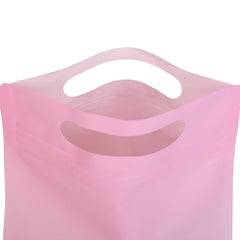 Gradient Sherbet Pink Clear Side Gusset Stand Strong® Bags with Die-Cut Handle