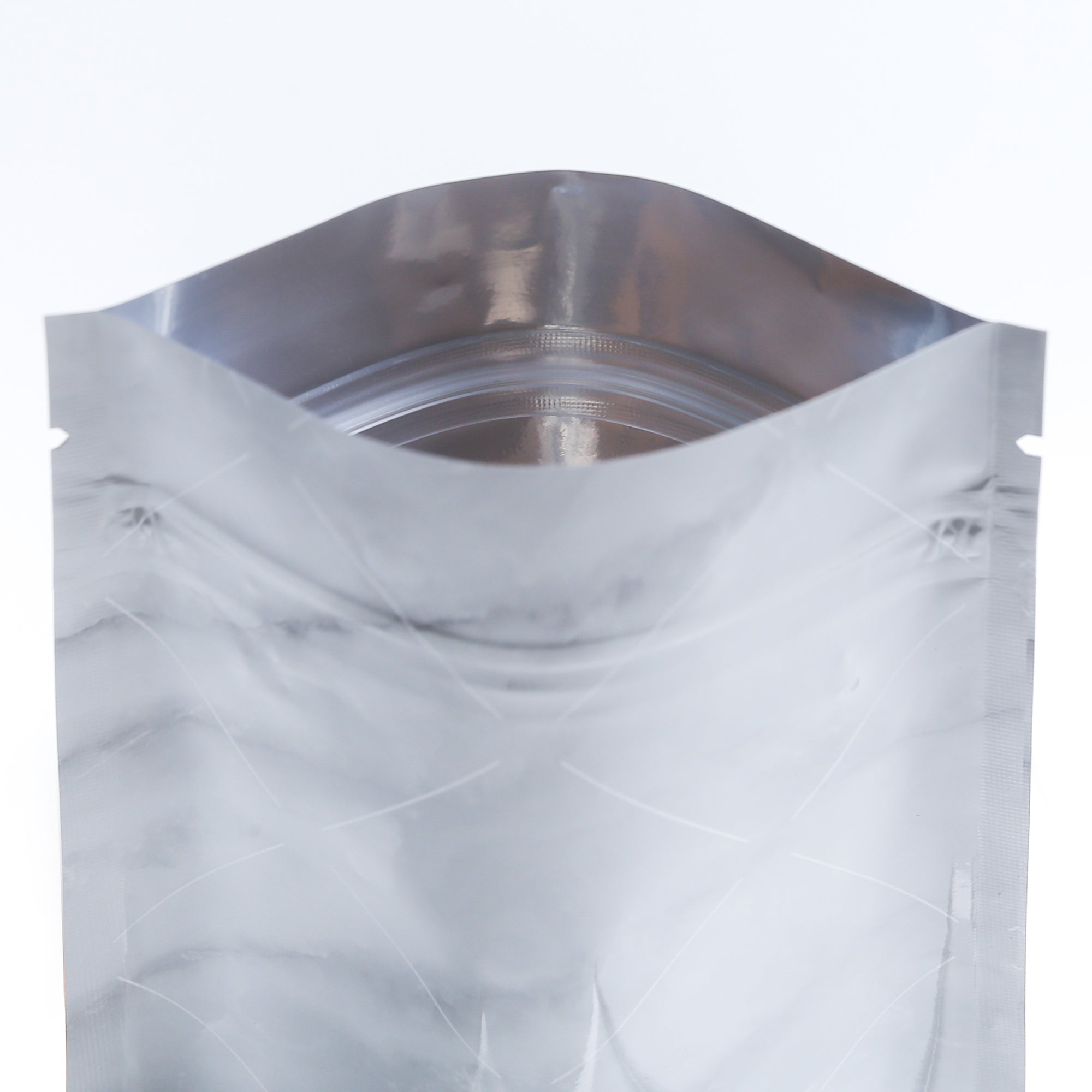 Glossy Grey Marble Metallic Foil Flat Zipper Seal Bags