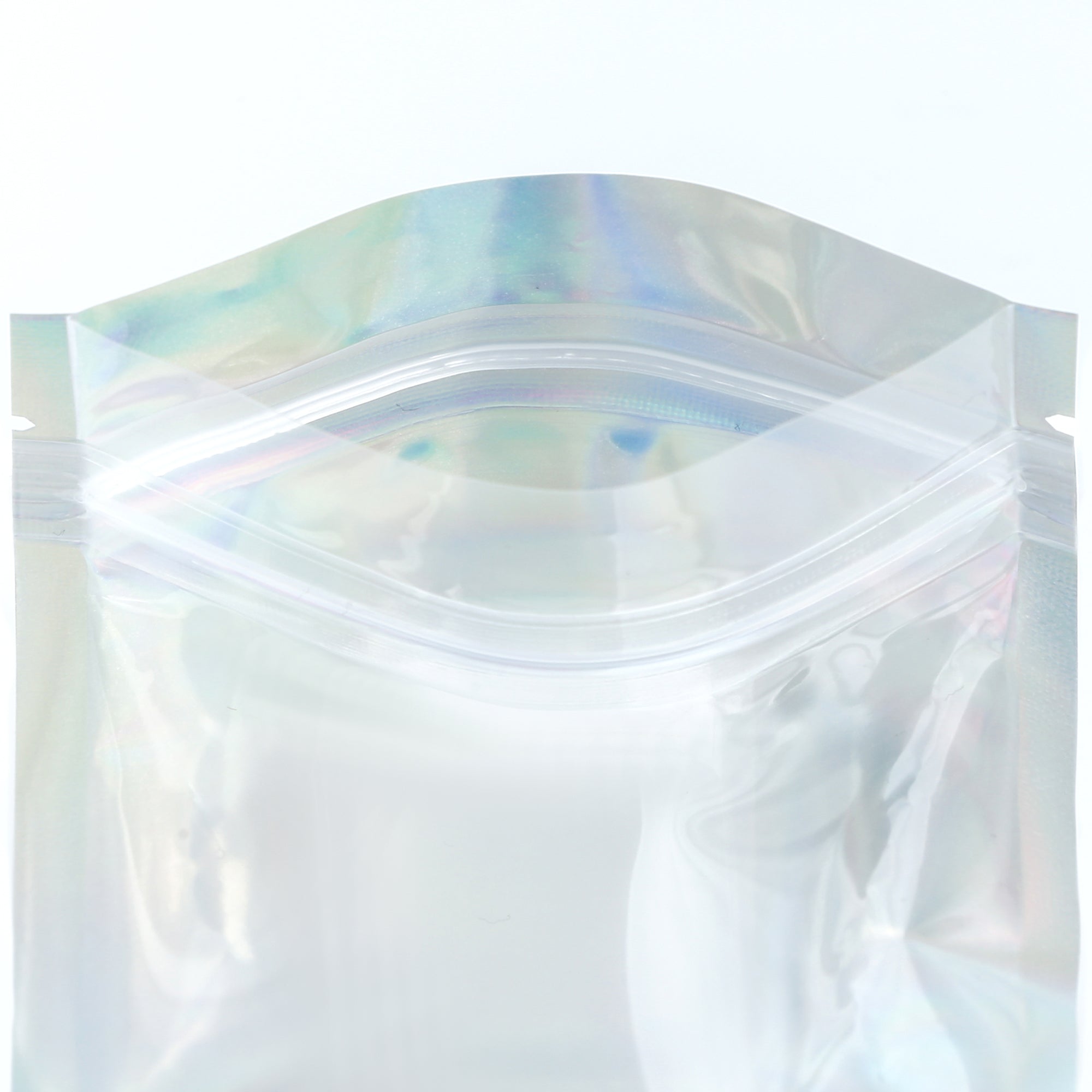 Half Diamond Holographic Mylar Zipper Seal Bags with Clear Window