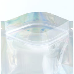 Half Diamond Holographic Mylar Zipper Seal Bags with Clear Window