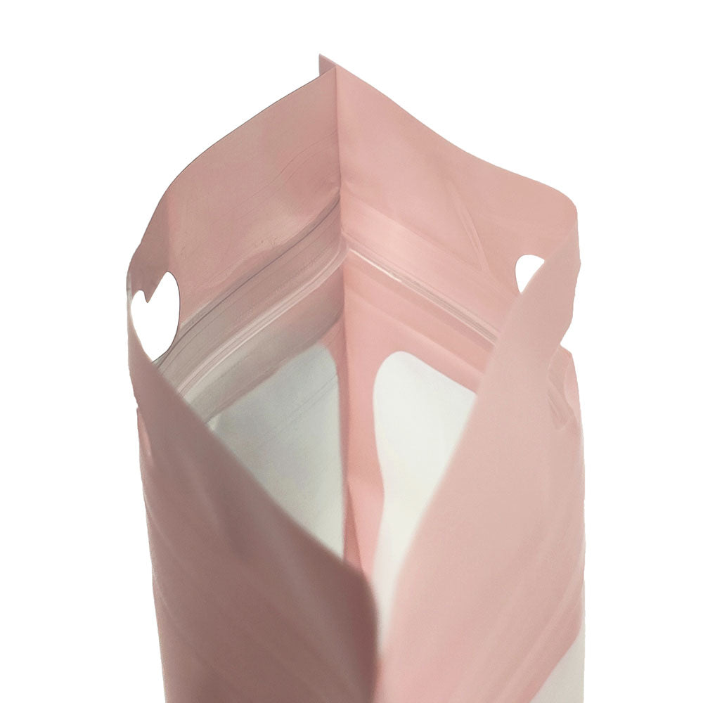 Matte Birthday Pink Border Mylar Foil Flat QuickQlick® Bags with Butterfly Hang Hole