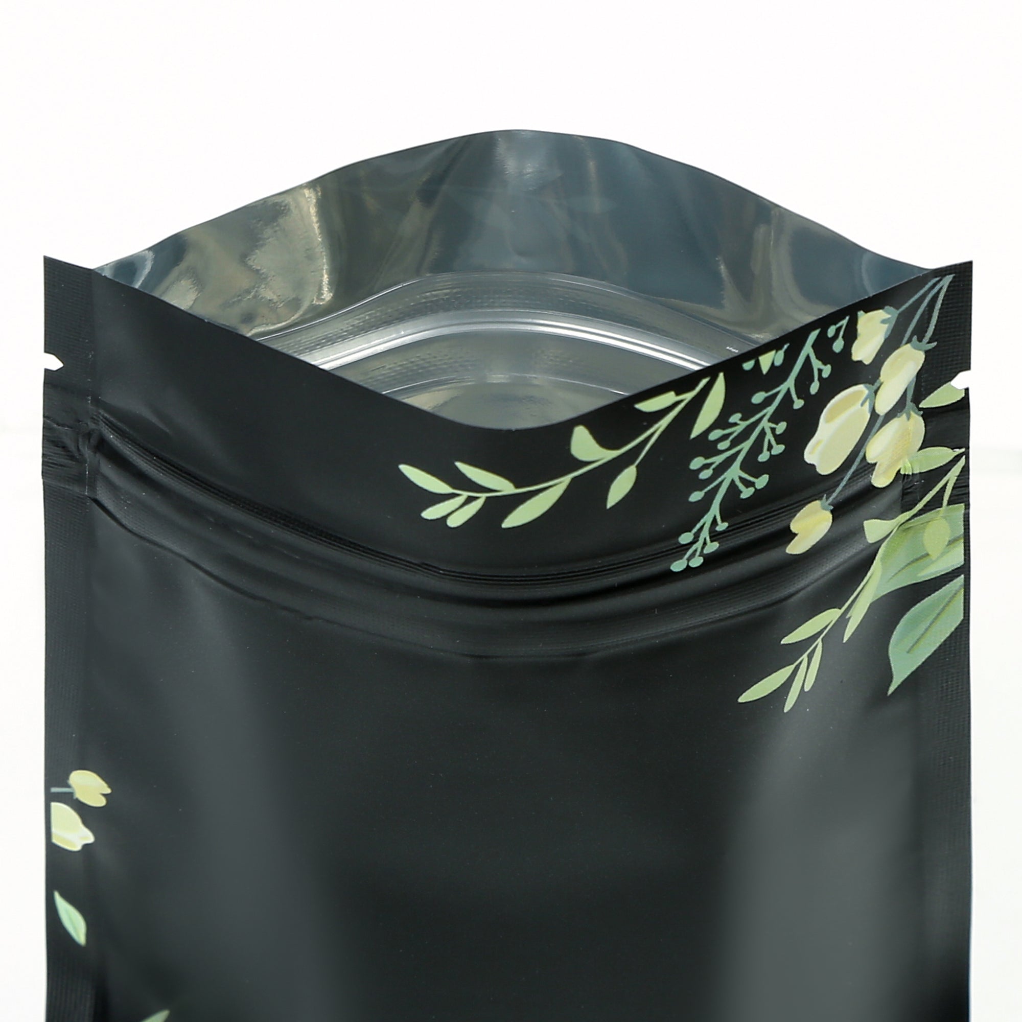 Matte Midnight Garden Black Zipper Seal Foil Bags
