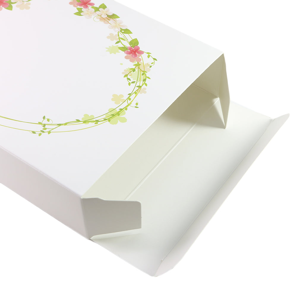 Flower Wreath Printed Cardboard Gift Boxes with Fold and Tuck Tabs