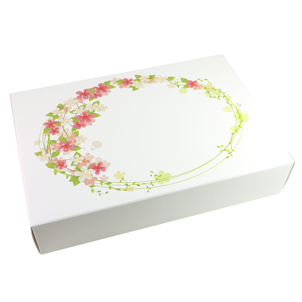 Flower Wreath Printed Cardboard Gift Boxes with Fold and Tuck Tabs
