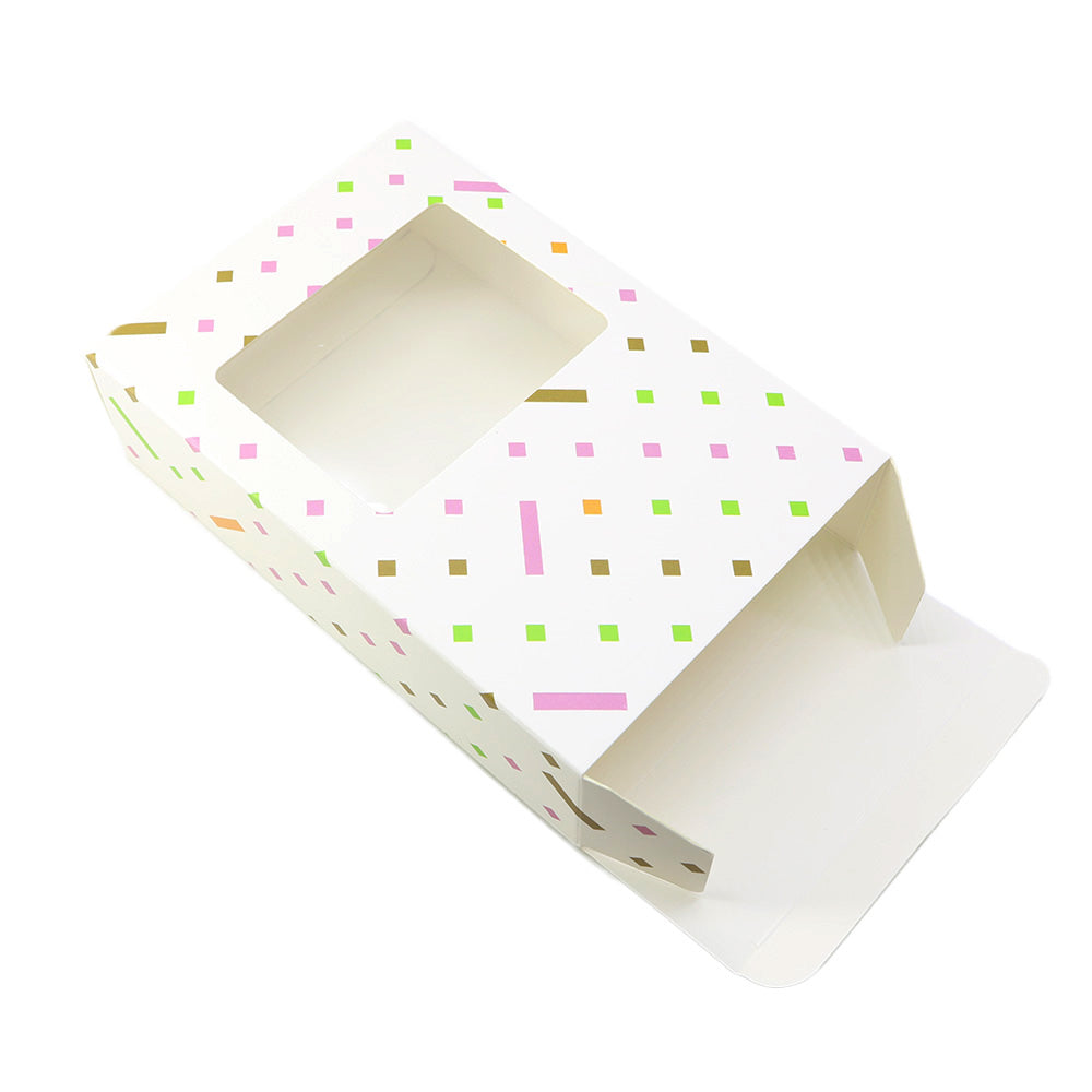 Polka Dot Printed Cardboard Gift Boxes with Fold and Tuck Tabs and Glossy Window