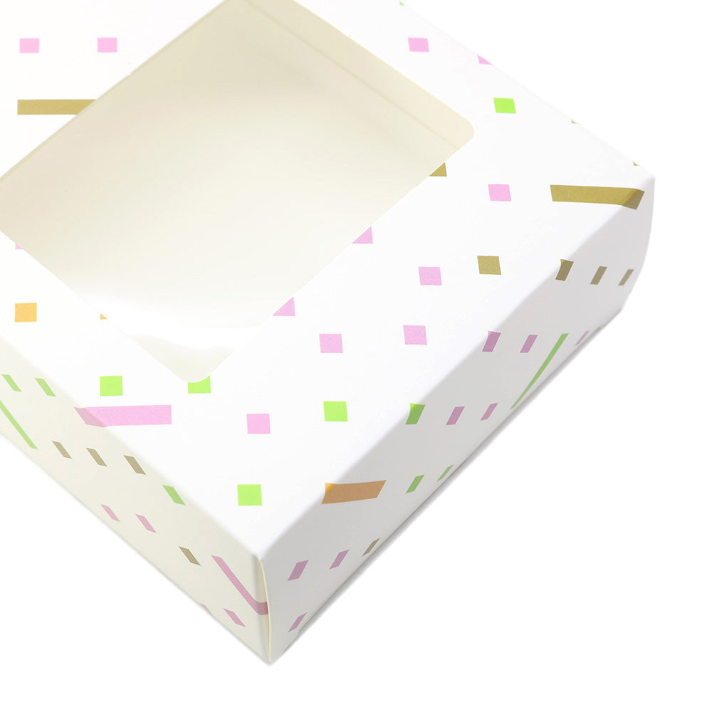 Polka Dot Printed Cardboard Gift Boxes with Fold and Tuck Tabs and Glossy Window