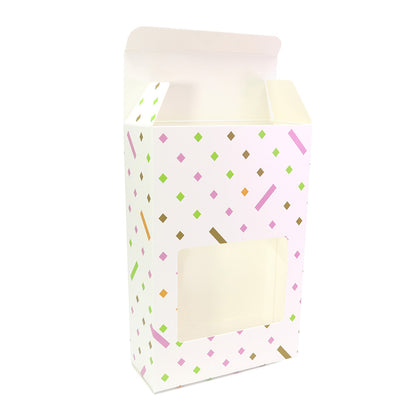 Polka Dot Printed Cardboard Gift Boxes with Fold and Tuck Tabs and Glossy Window