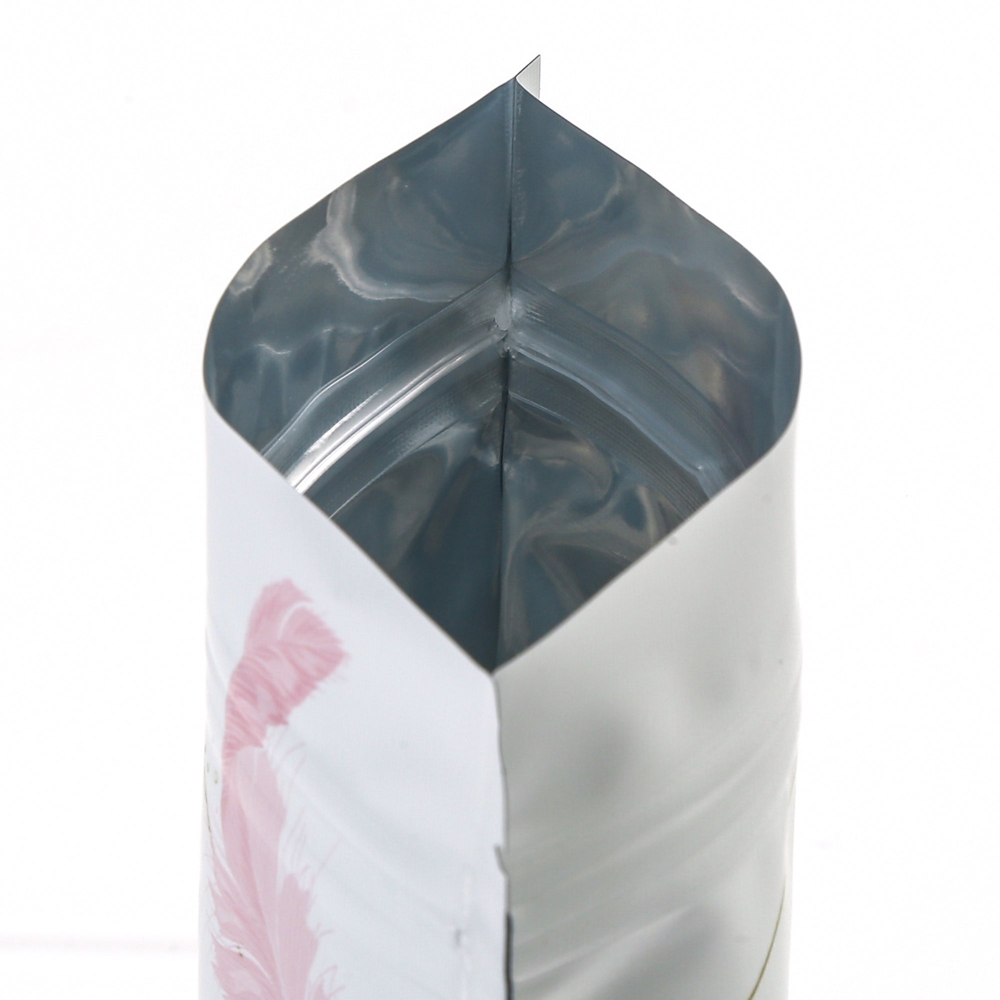 Matte Galah White Geometric Foil Zipper Seal Bags