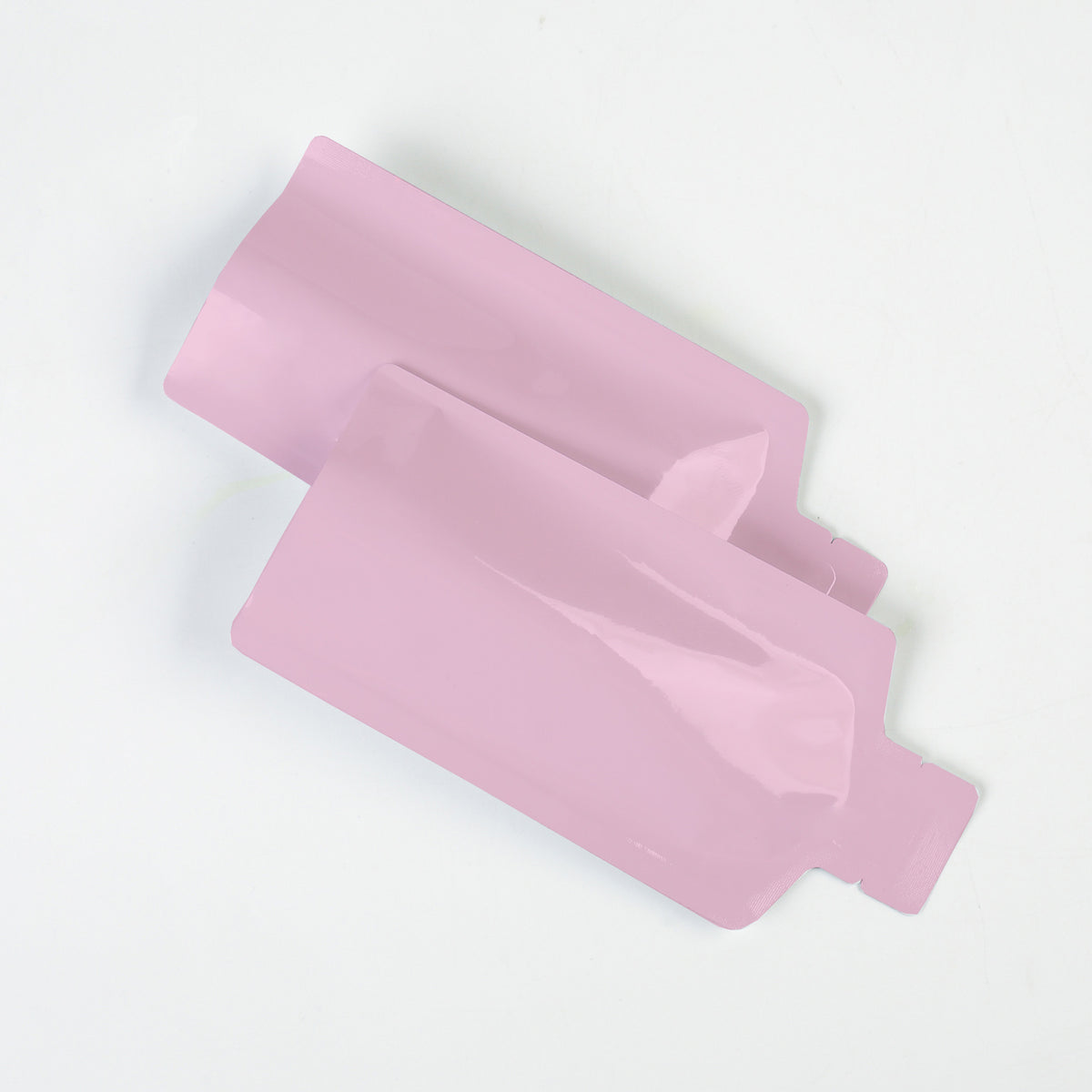 Glossy Valentine Pink Aluminum Bottle Shape Open Bottom Bags
