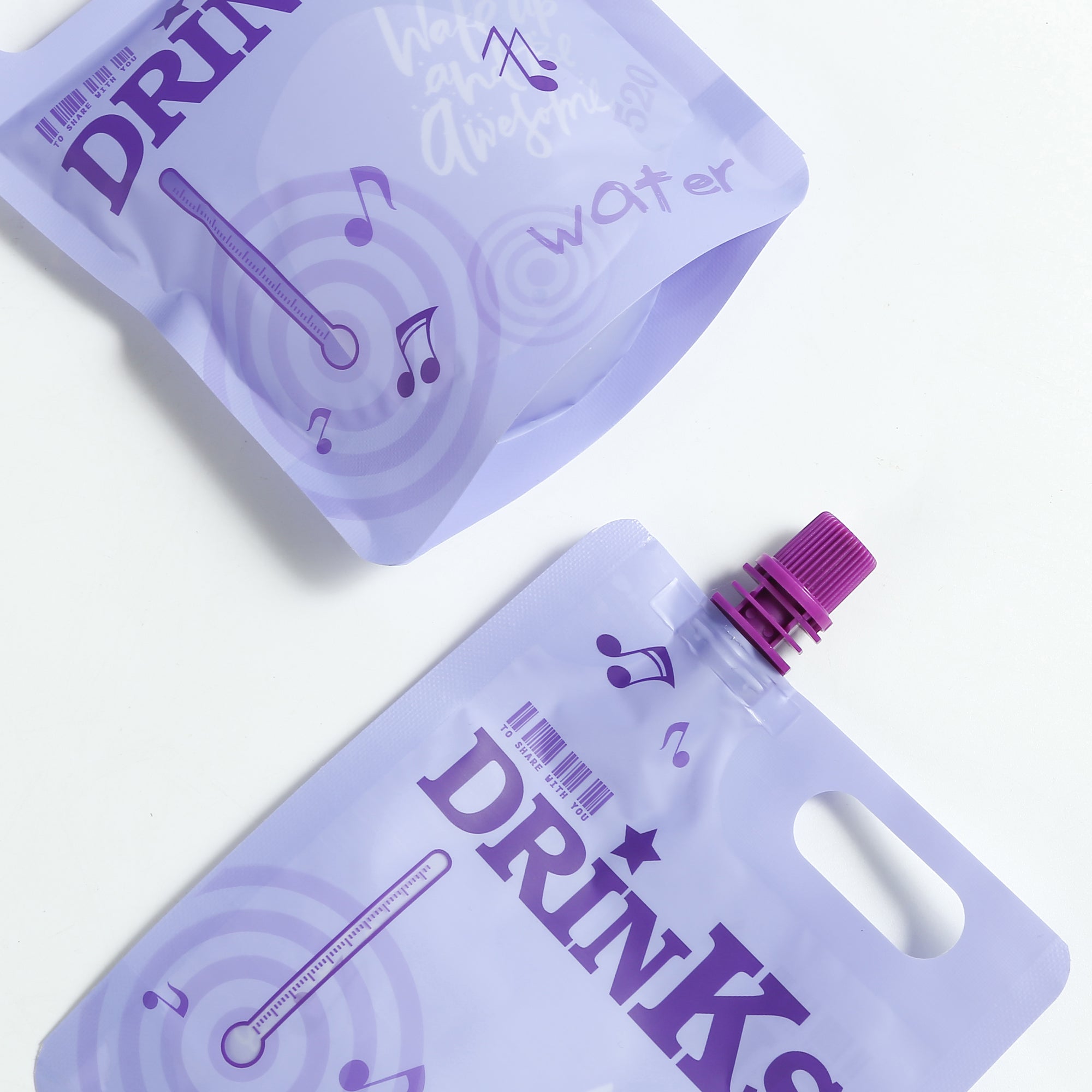 Matte Passion Fruit Purple Designed Drink Pouches with Screw Cap Spout