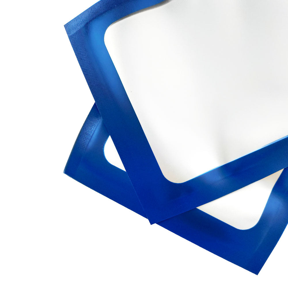 Matte Cobalt Blue Border Mylar Foil Flat QuickQlick® Bags with Butterfly Hang Hole