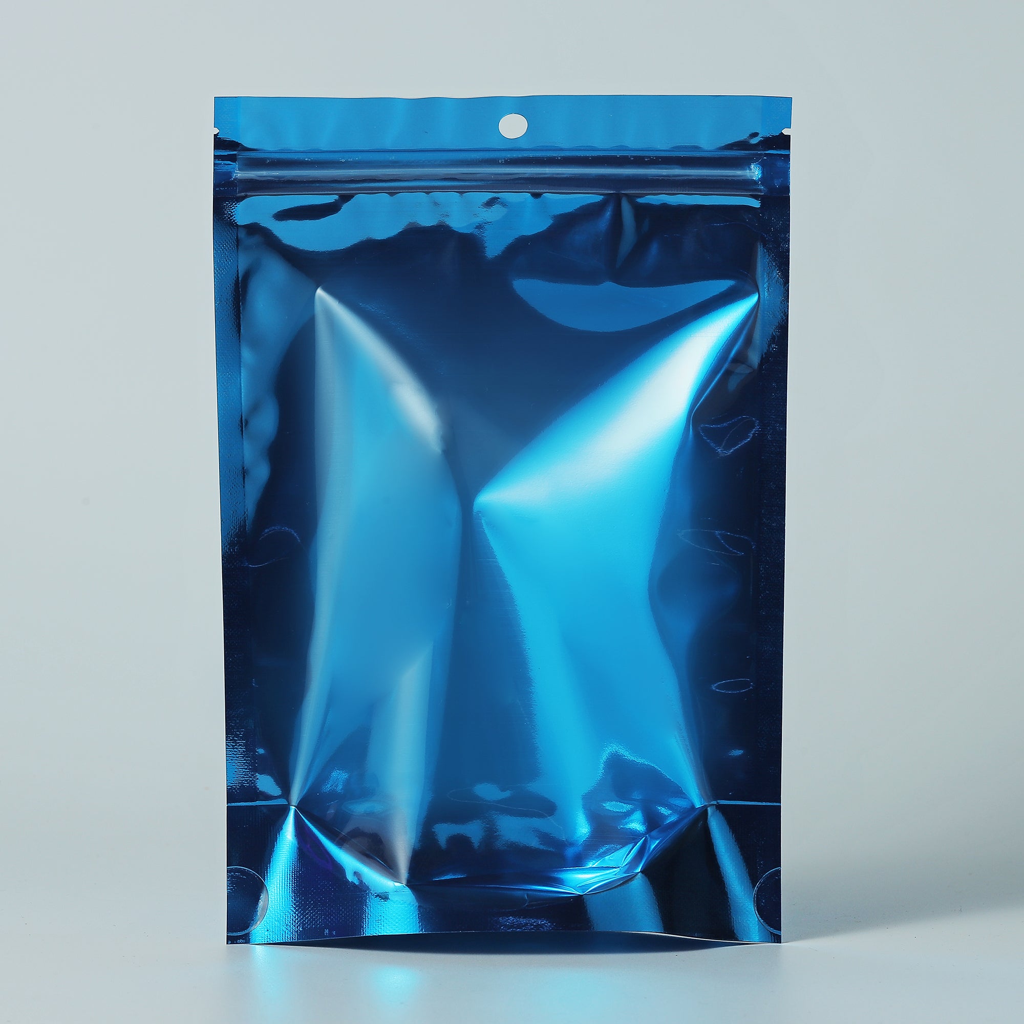 Single Side Glossy Color Metallic Mylar Stand Strong® Bags with Round Hang-Hole