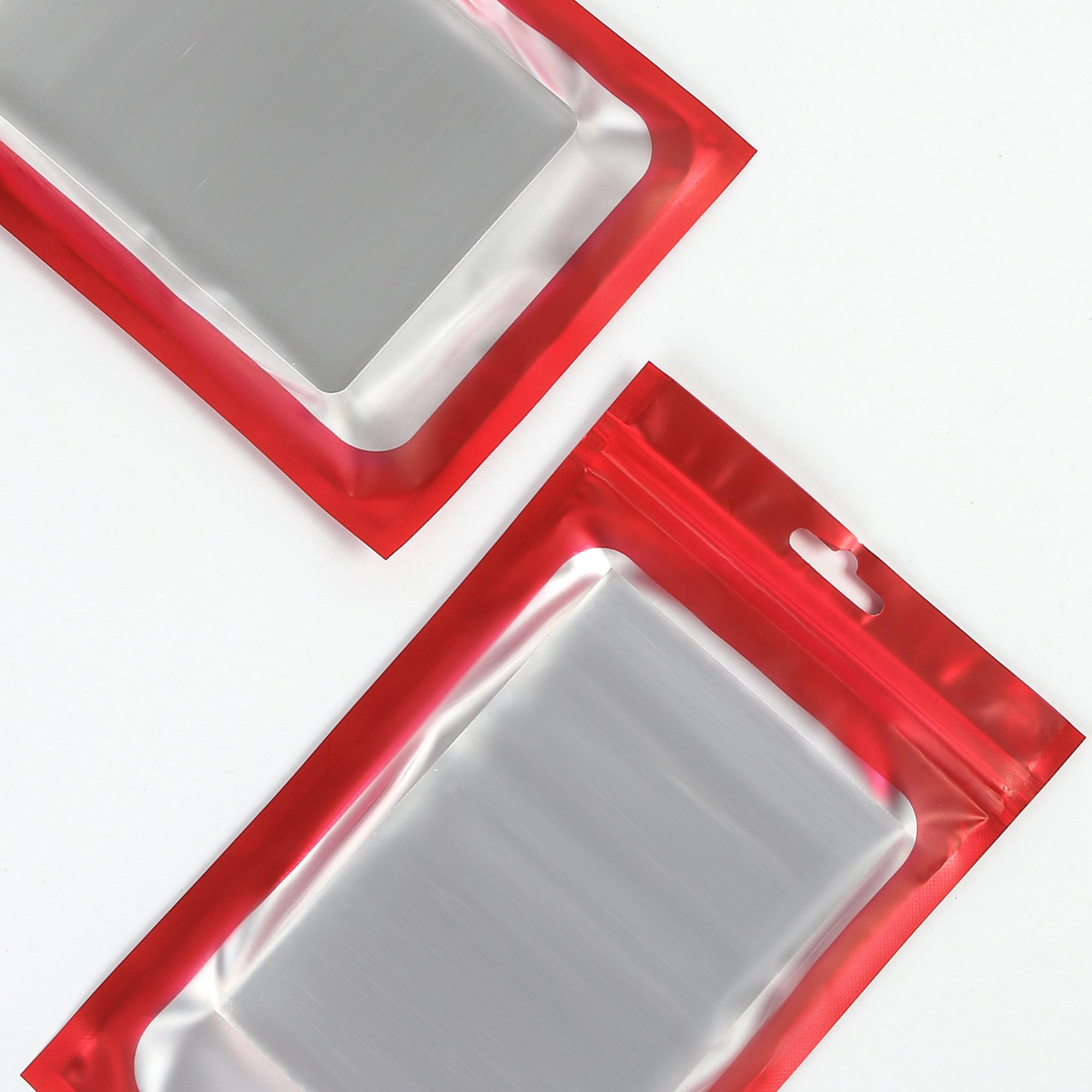 Matte Reservation Only Red Foil QuickQlick® Bags with Bordered Translucent Window and Butterfly Hang Hole