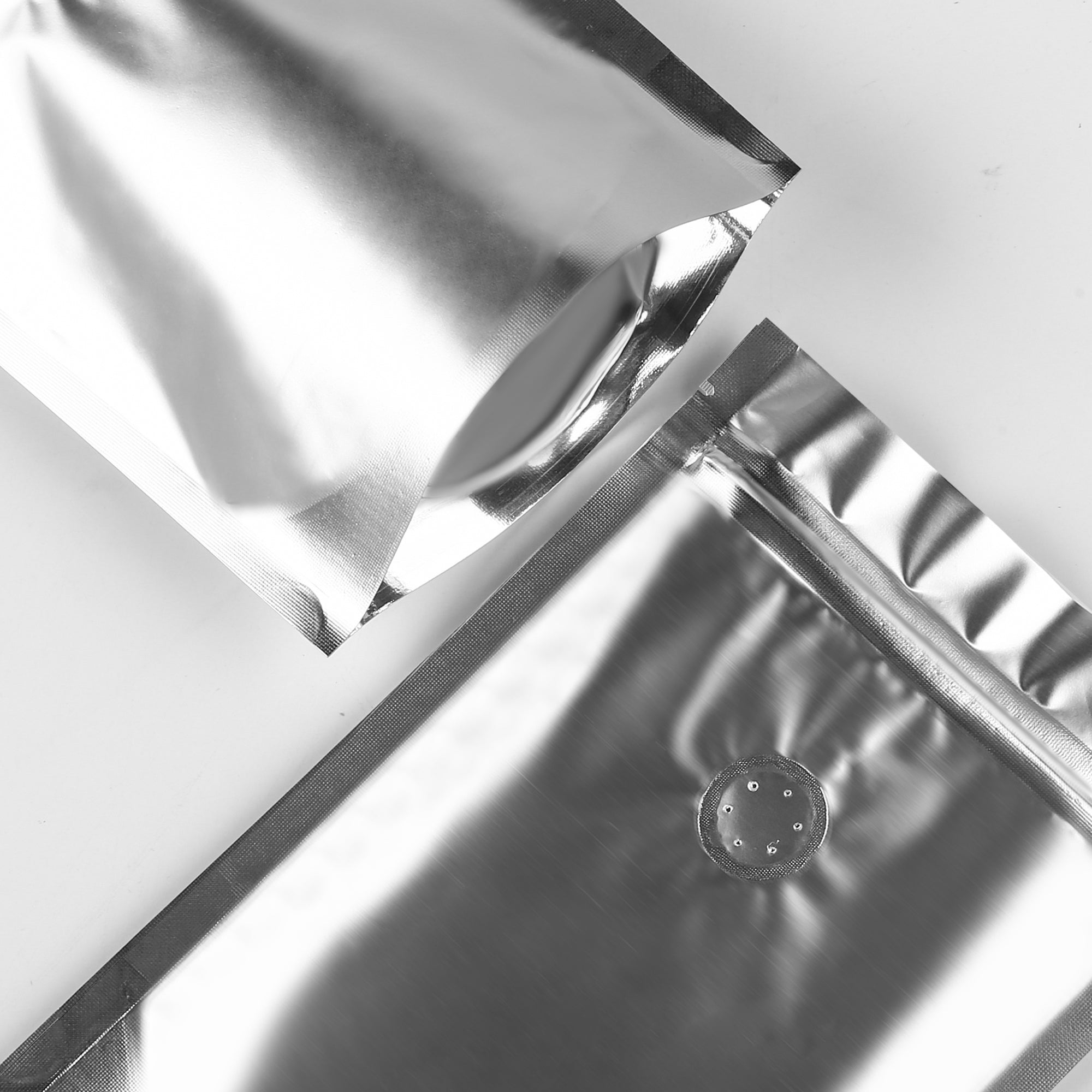Single Side Matte Nightcap Nickel Silver Metallic Mylar Stand Strong® Coffee Valve Bags