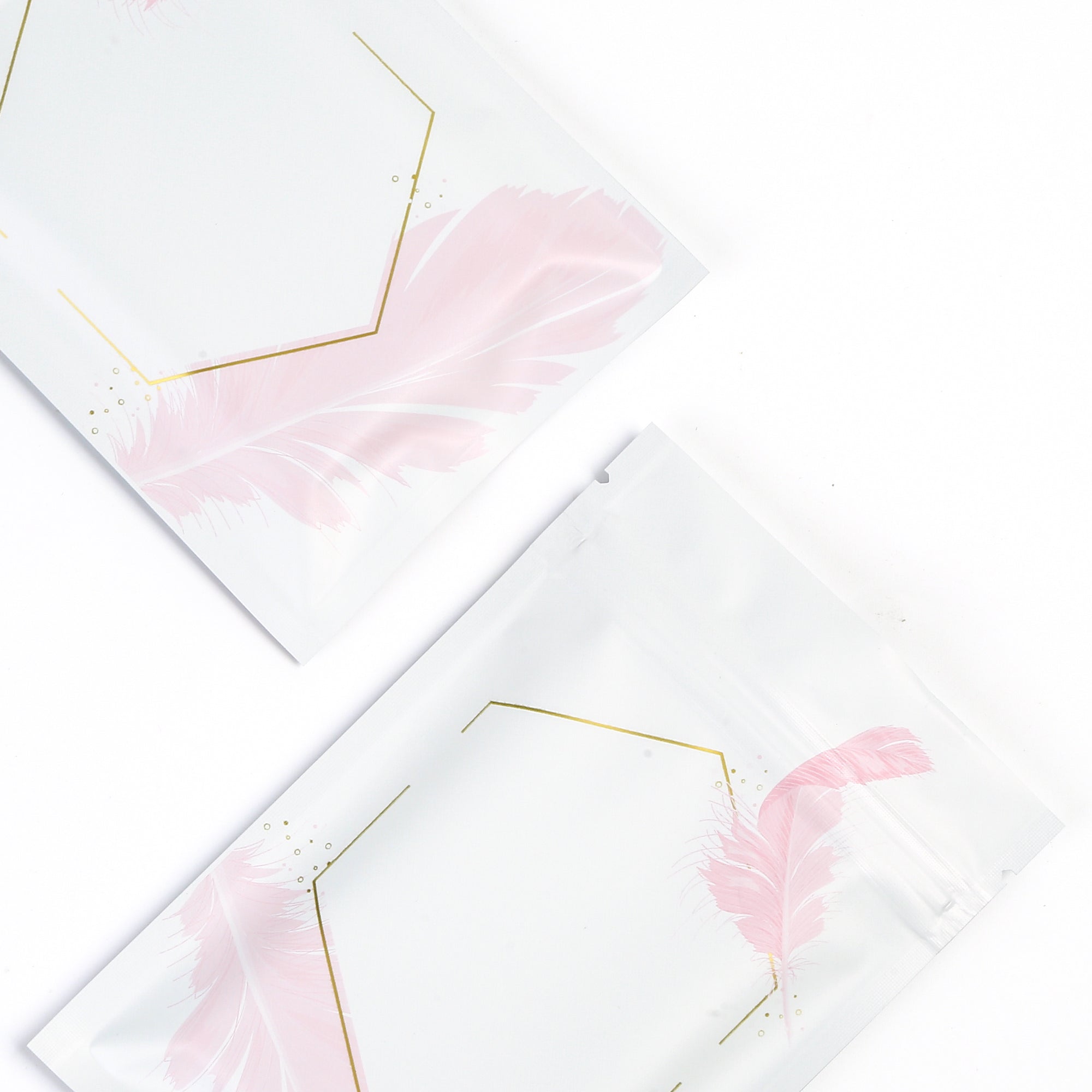 Matte Galah White Geometric Foil Zipper Seal Bags