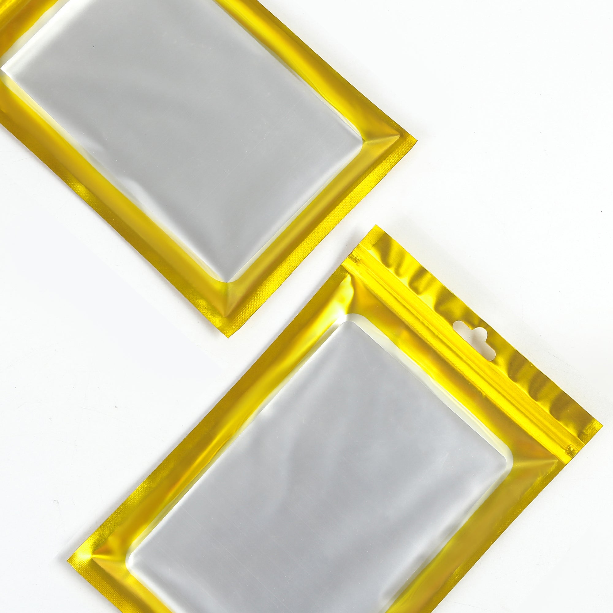 Matte Going Out Gold Foil QuickQlick® Bags with Bordered Translucent Window and Butterfly Hang Hole