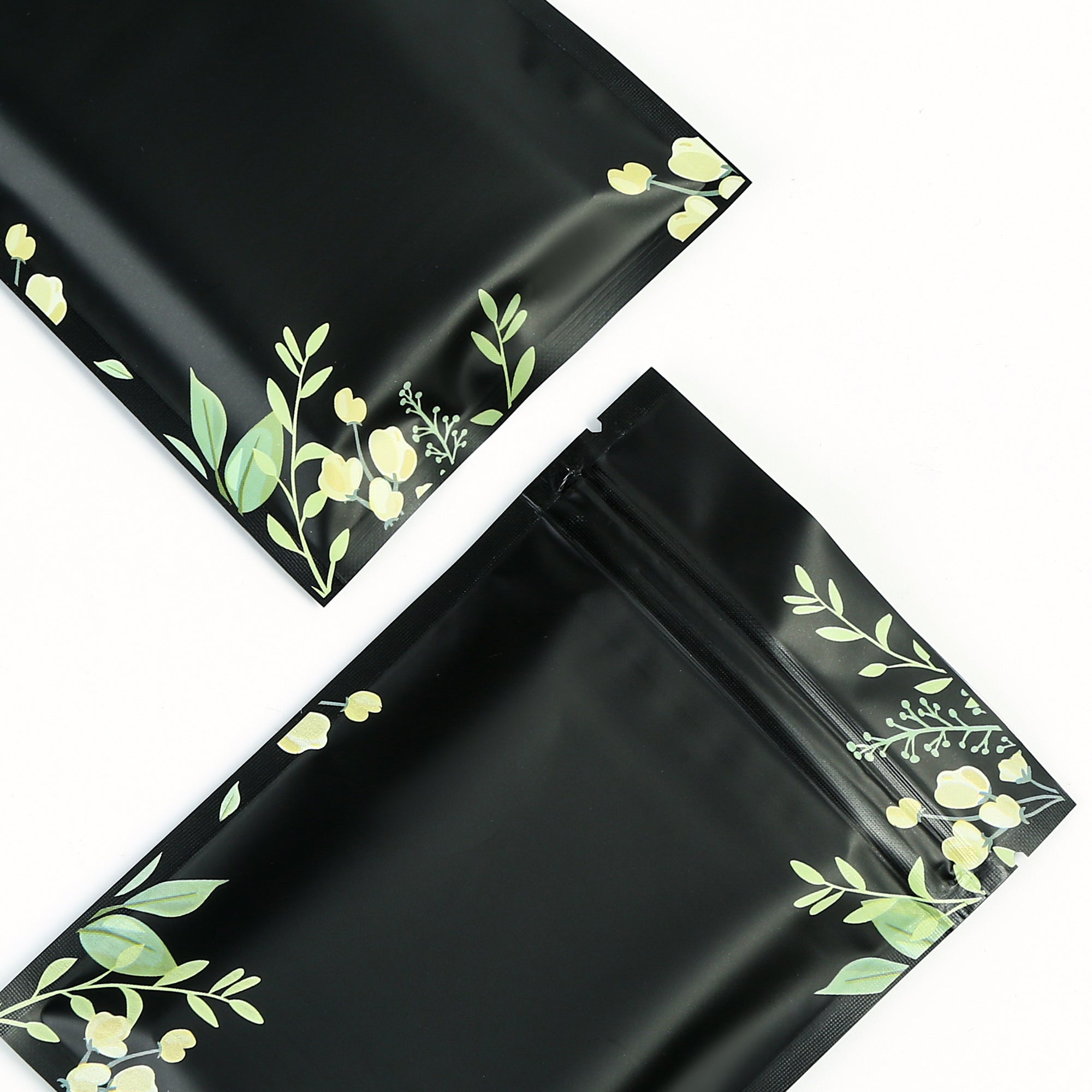 Matte Midnight Garden Black Zipper Seal Foil Bags