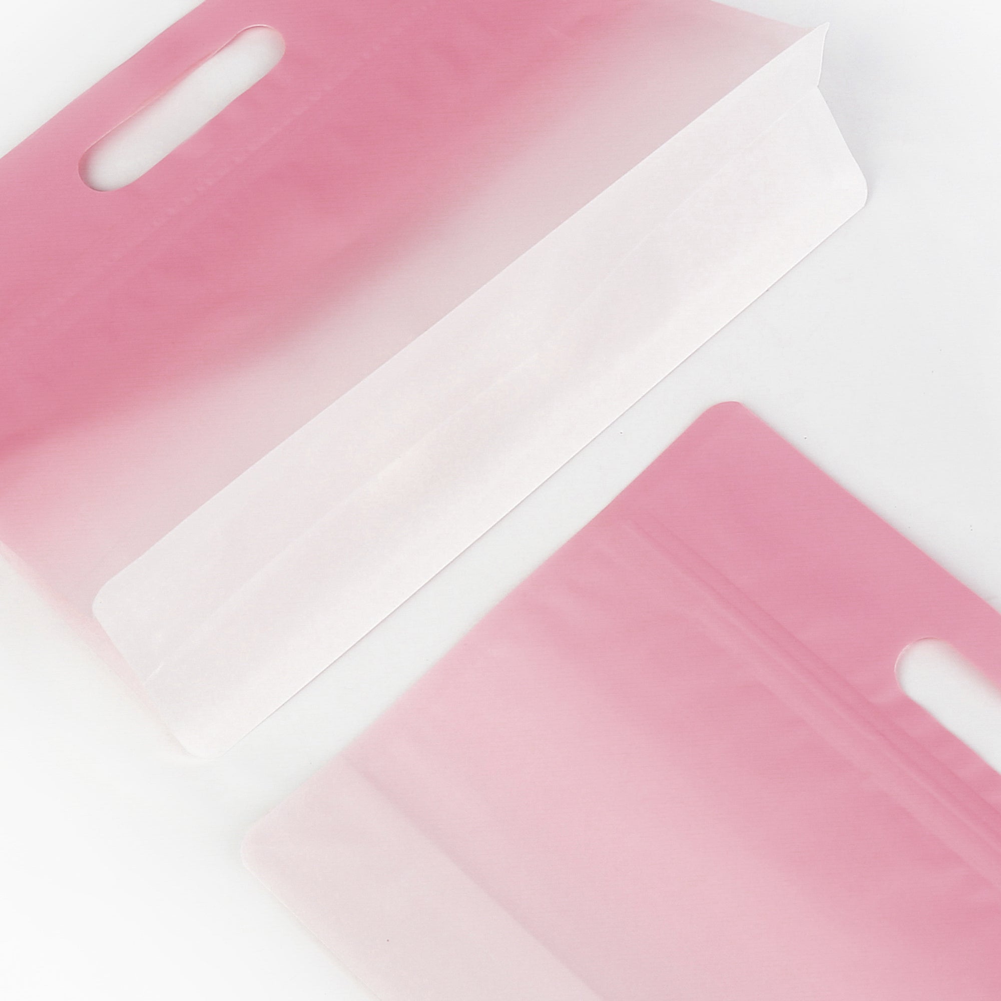 Gradient Sherbet Pink Clear Side Gusset Stand Strong® Bags with Die-Cut Handle
