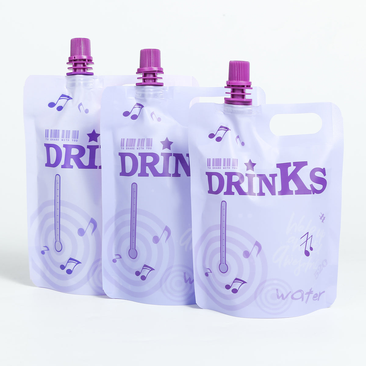 Matte Passion Fruit Purple Designed Drink Pouches with Screw Cap Spout