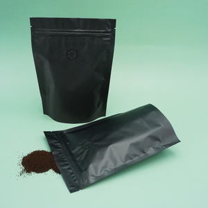 Dark Roast Black Foil Coffee Valve Stand Strong® Pouches with Zipper Seal