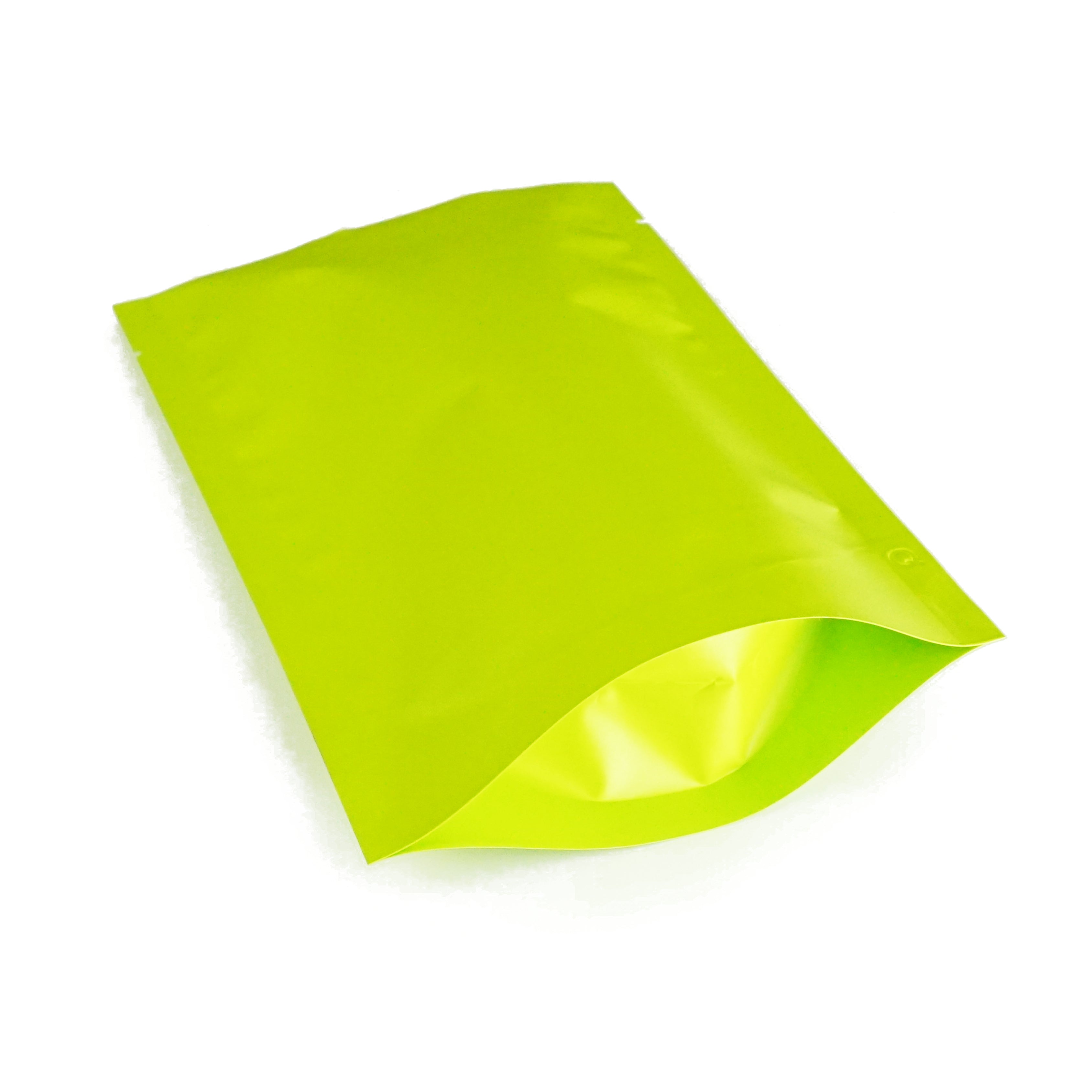 Matte Pistachio Green Mylar Open Top Stand Up Heat Seal SlickSeal™ Bags