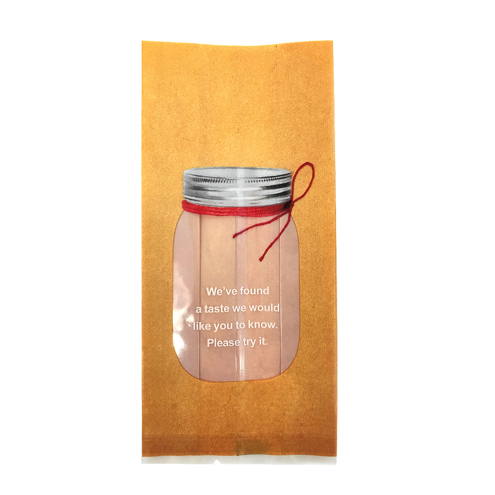 QQ Studio® Honey Brown with Clear Window Jar Design Open Top Bags with Side Gusset