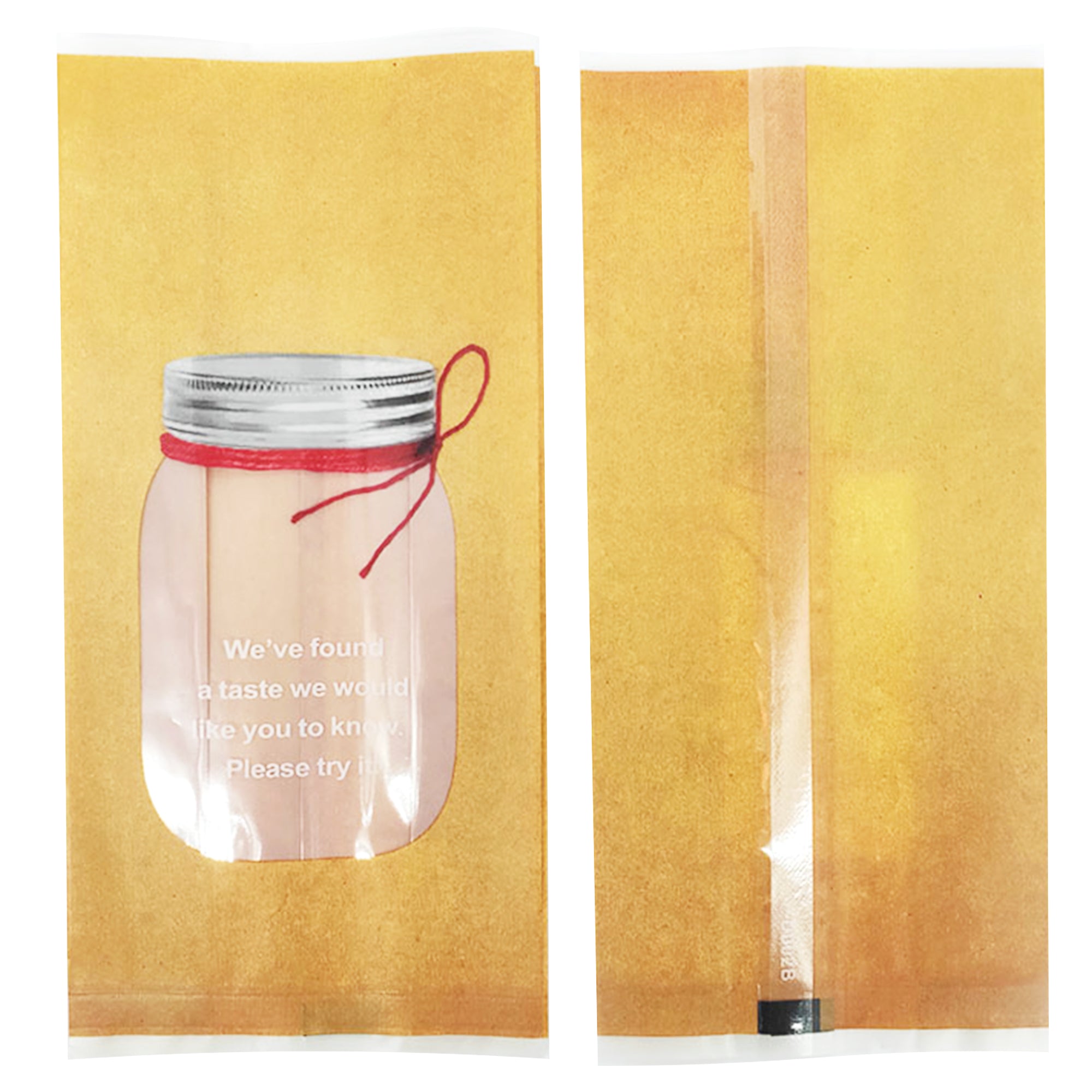 Honey Brown with Clear Window Jar Design Open Top Bags with Side Gusset