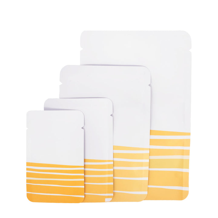 QQ Studio® Matte Desert White with Orange Lines Design Mylar Foil Open Top Bags