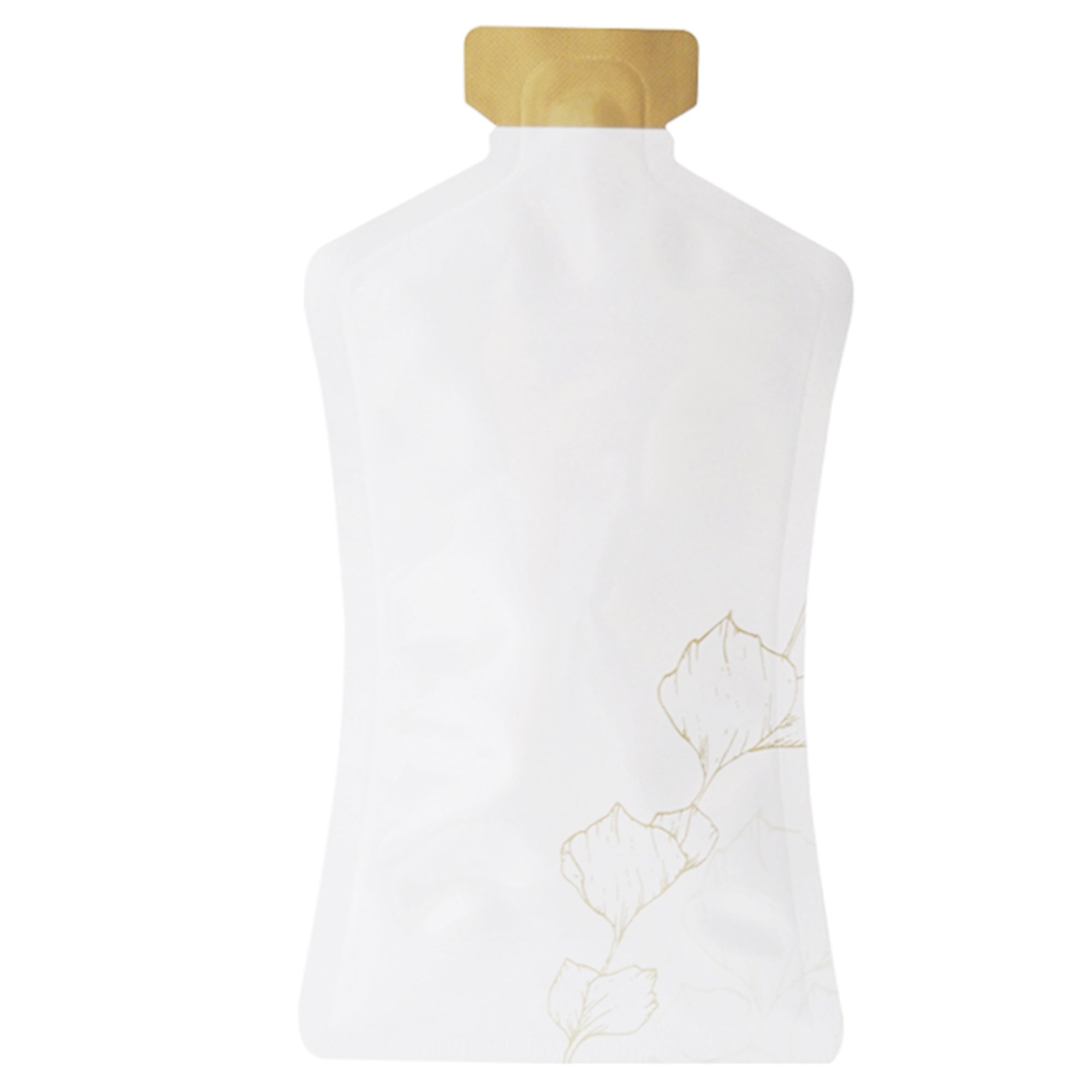 Aluminum Bottle Shaped Sunny Gold Leaf Design Open-Bottom Spout Storage Bags