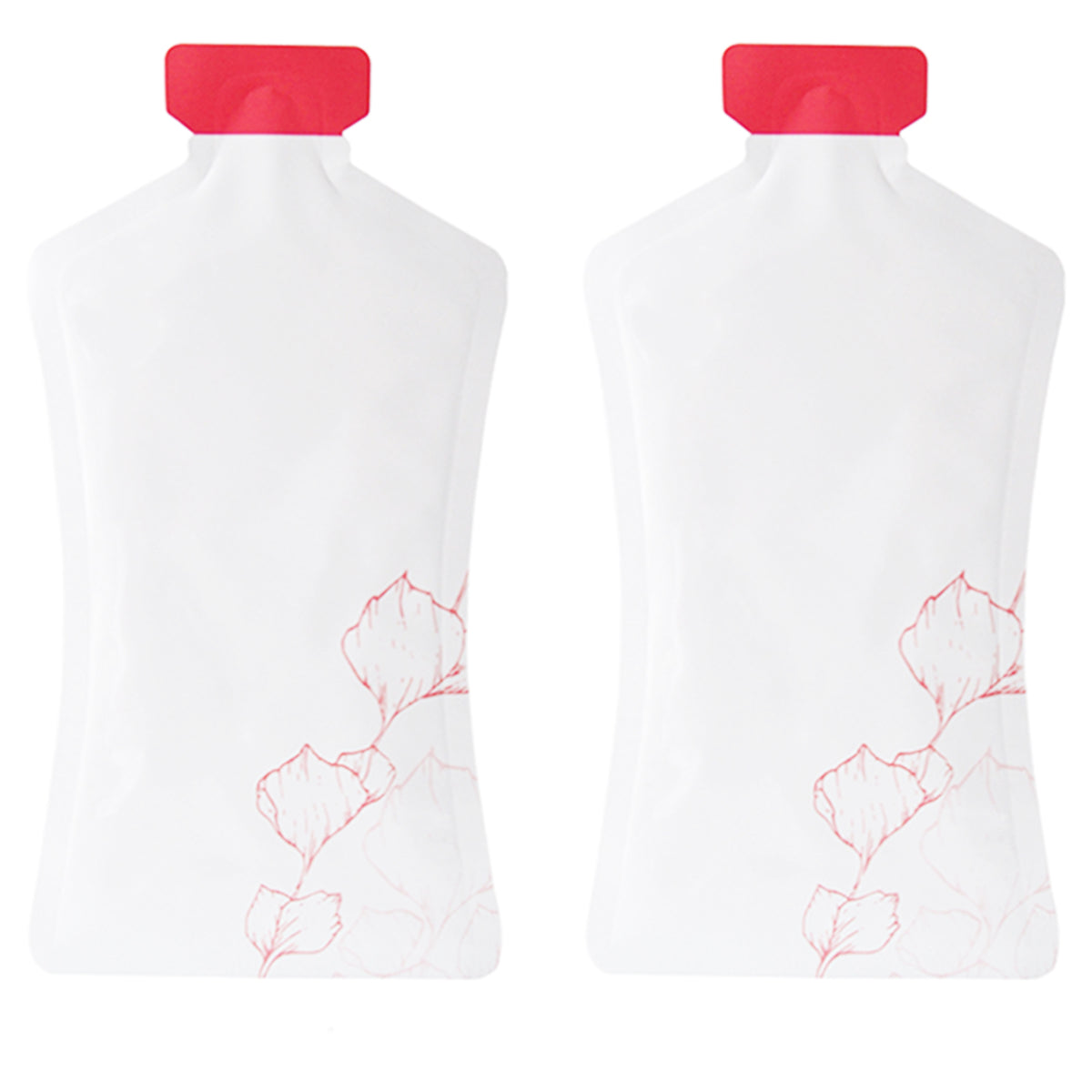 Aluminum Bottle Shaped Sunrise Red Leaf Design Open-Bottom Spout Storage Bags