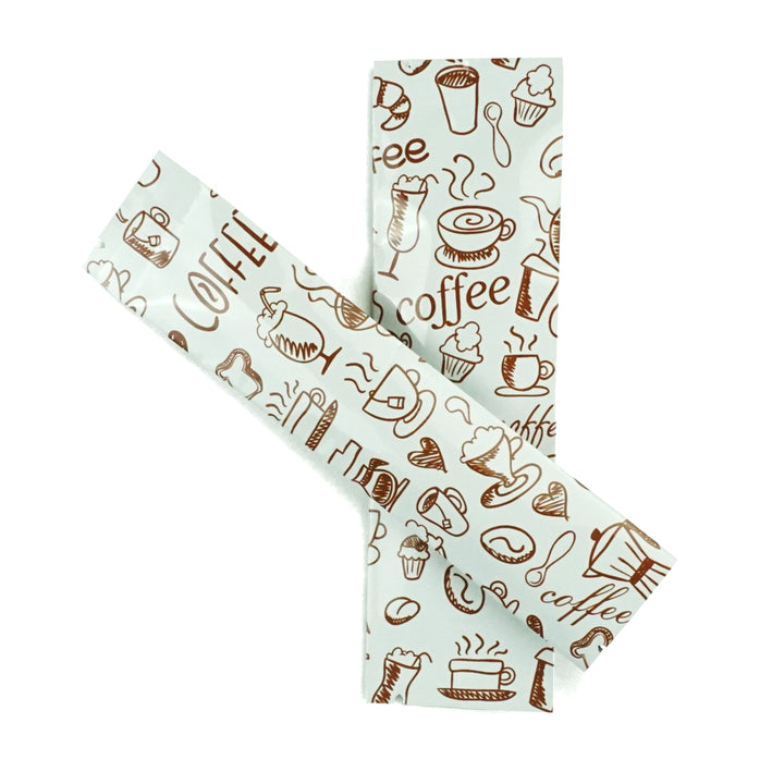 QQ Studio® Café White Coffee Designed Foil SlickSeal™ Stick Pouches