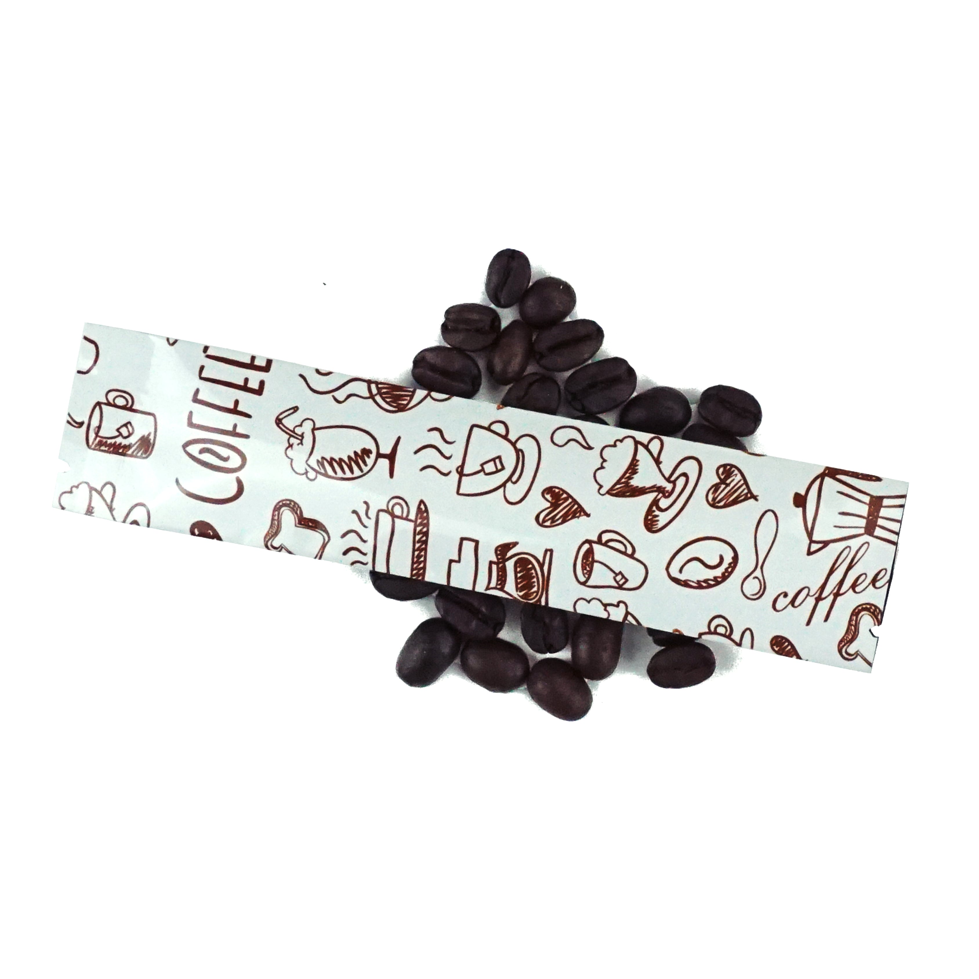 Café White Coffee Designed Foil SlickSeal™ Stick Pouches