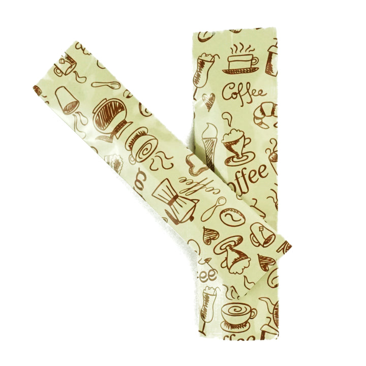 QQ Studio® Cream Yellow Coffee Designed Foil SlickSeal™ Stick Pouches