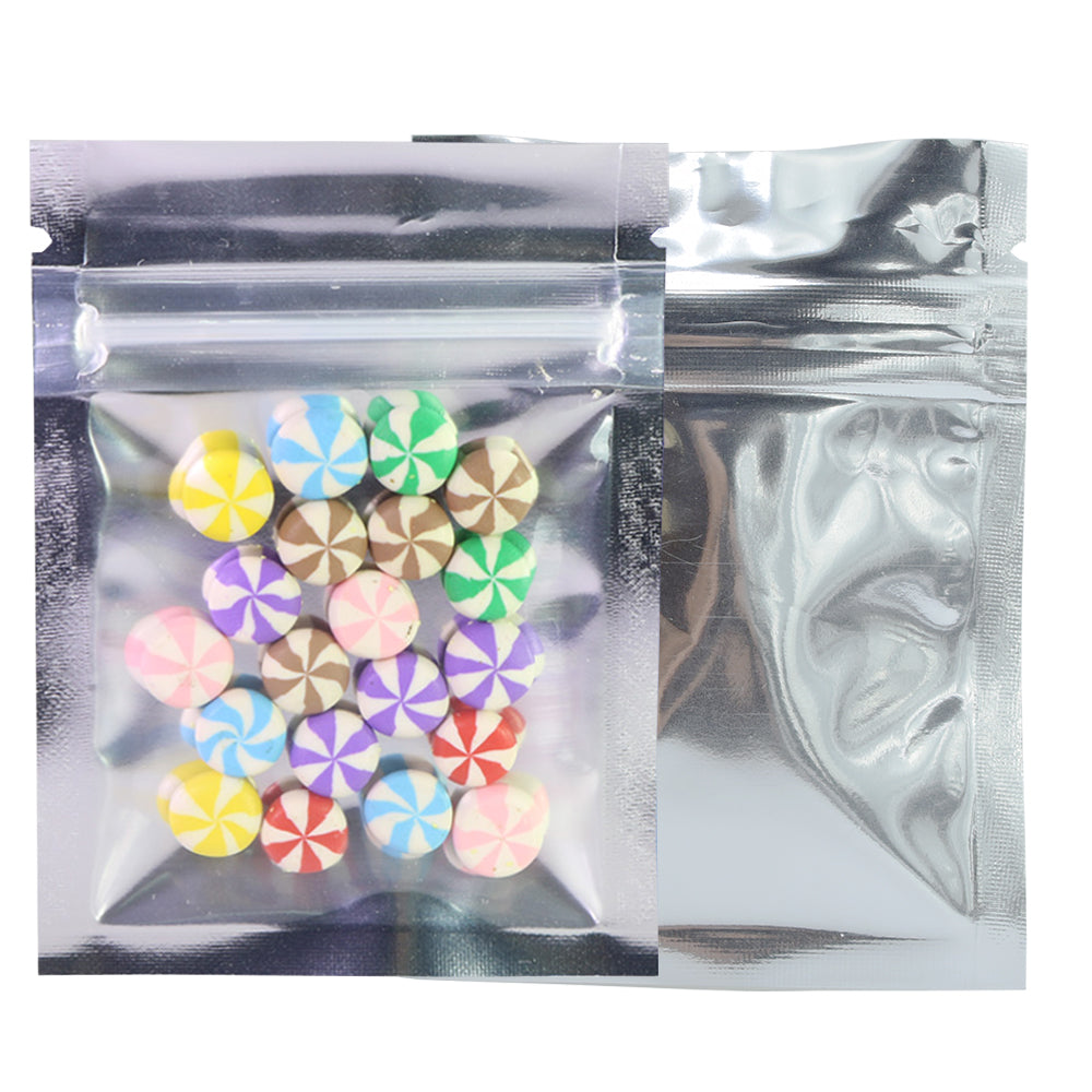 Glossy Half Chrome Silver Window Mylar Flat QuickQlick® Bags