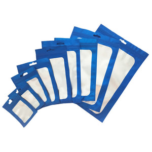 QQ Studio® Matte Cobalt Blue Border Mylar Foil Flat QuickQlick™ Bags with Butterfly Hang Hole