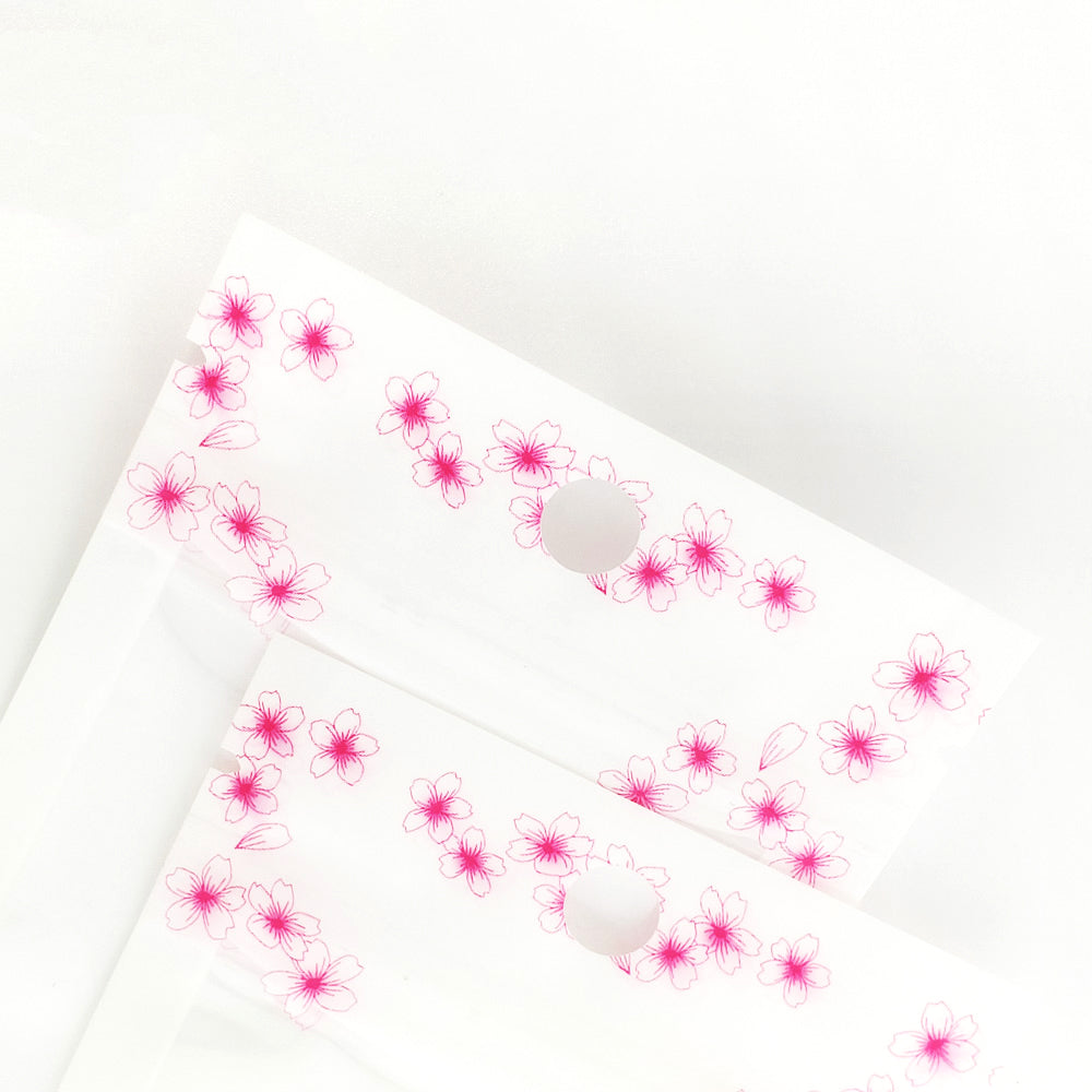 Glossy Floral White Polyethylene Zipper Seal Flat Bags with Flower Border and Hang Hole