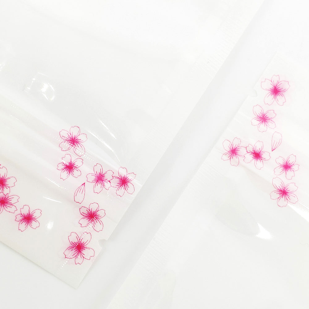 Glossy Floral White Polyethylene Zipper Seal Flat Bags with Flower Border and Hang Hole